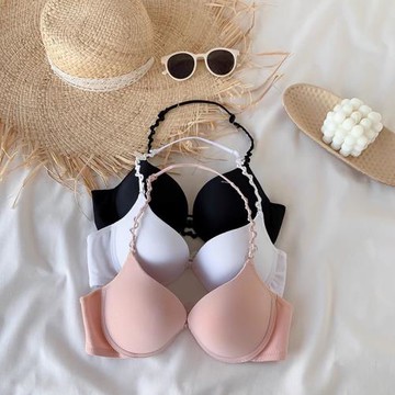 新爆款前扣美背內衣薄款聚攏露背調整型文胸u性感掛脖小胸罩