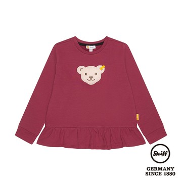 STEIFF德國精品童裝 - 長袖T恤衫 紅色荷葉邊 (熊頭啾啾T)