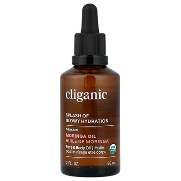 Cliganic, Splash of Glowy Hydration™，有機辣木油，2 液量盎司（60 毫升）