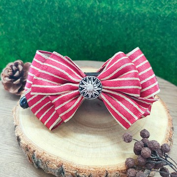 紅色手作香蕉夾-條紋系列