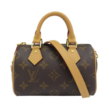 LOUIS VUITTON LV 路易威登 棕色 原花帆布 Nano Speedy 肩背包 M81085 【二手名牌BRAND OFF】