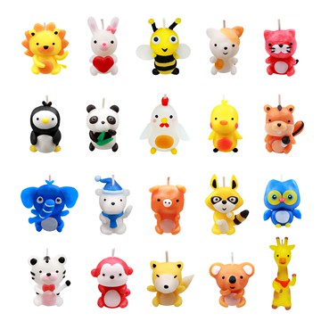 EYACO 可愛國度動物角色蠟燭製作20件組  1套  什錦顏色