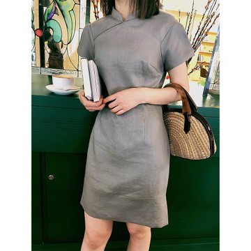 月份牌 旗袍連衣裙 亞麻要穿100%的空調裙 原創設計 拉鏈系列復古