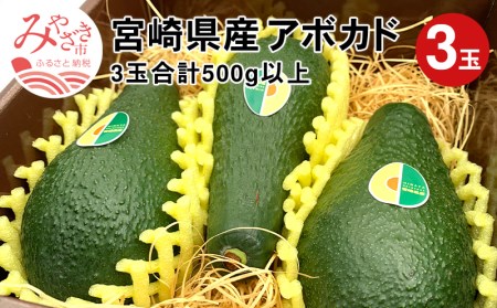 宮崎県産アボカド3玉(計500g以上)