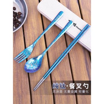 鈦途TiTo純鈦勺子叉子餐具套裝戶外便攜便當盒露營兒童筷子餐具