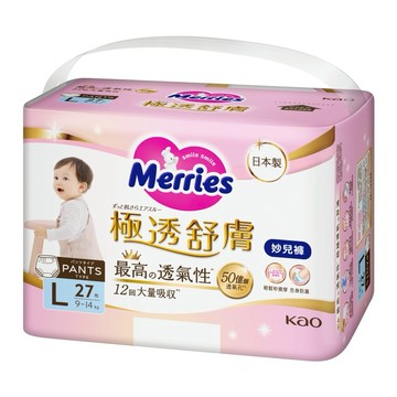 【妙而舒】妙而舒 極透舒膚妙兒褲紙尿褲/尿布  L 27片x6包