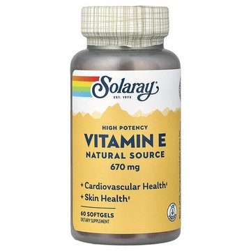 Solaray, 維生素 E，天然來源，優效，670 毫克，60 粒軟膠囊