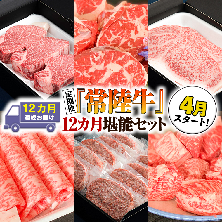    『 常陸牛 』 人気 12か月 堪能セット （ 12か月連続でお届け ） お肉 肉 牛肉 ステーキ ハンバーグ サーロイン 赤身 切り落