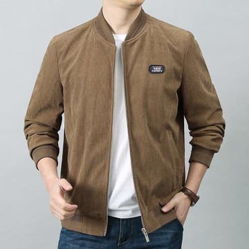 燈芯絨外套男2025年新款春秋季上衣商務休閑百搭無帽棒球領夾克衫