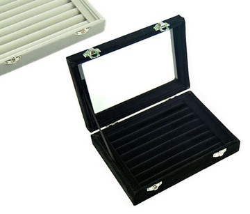 【JP.美日韓】 皮革 透明玻璃蓋 防止氧化 耳環收納 收納達人 收納盒 生日禮 送人 自用 皮革箱 行李箱 耳環