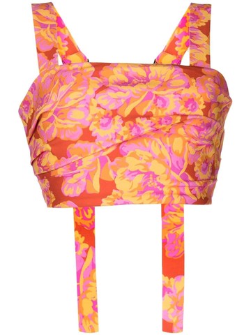 Acler - Merrylands floral-print crop top - women - Rayon/Polyester - 10 - Orange