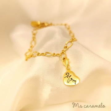 【焦糖小姐 Ms caramelo】媽咪手鍊 Mom 愛心手鍊 (K黃款)