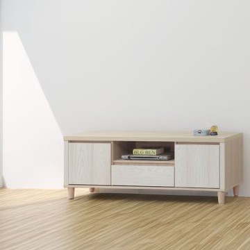 文創集  盧克4尺二門單抽電視櫃-120x40x57cm免組