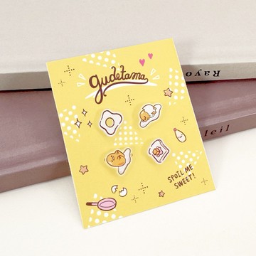 【STORY故事銀飾】Gudetama經典系列-蛋黃哥造型耳環組-慵懶款