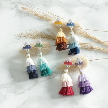 富士山流蘇耳環