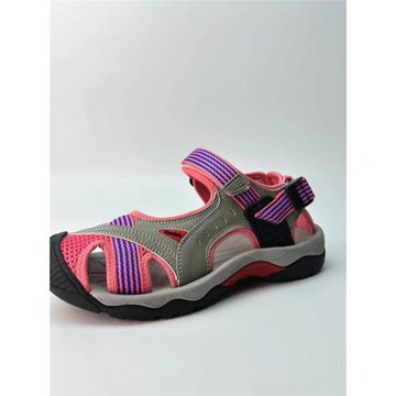 夏季女士包頭防撞涼鞋沙灘鞋平底舒適涼鞋百搭親子魔術貼防滑涼鞋