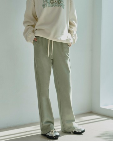 舒柔休閒微喇長褲(淺綠)-女【暖陽絨】