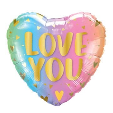 LOVE YOU 鋁質氣球 17吋  粉彩色  1個
