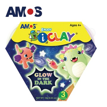 韓國AMOS 3色18克夜光超輕黏土(台灣總代理公司貨)