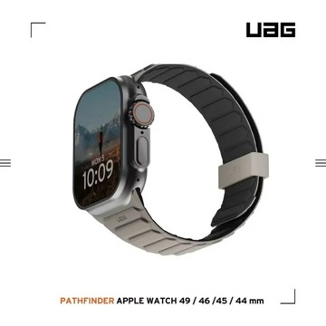 UAG Apple Watch 42/44/45/46/49mm 磁吸時尚雙色矽膠錶帶-黑/鈦(手錶帶)