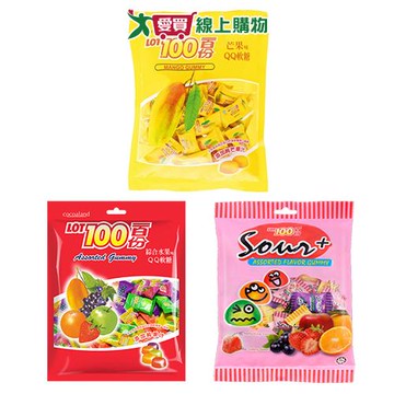 一百份QQ軟糖系列(芒果/綜合水果/酸Q糖)(200G/包)【愛買】
