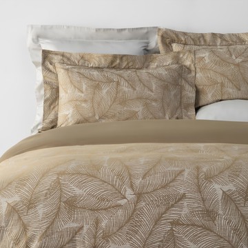 HOLA 和樂家居 查莉色織緹花400織純棉被套 Queen Size 雙人床包  蒲葵 淺棕色