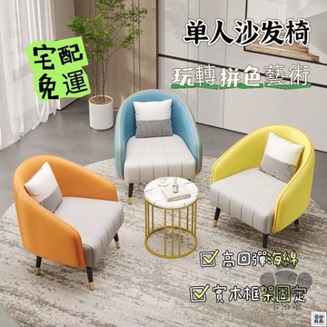 免運 公司貨 【單人沙發椅 宅配免運】小戶型客廳椅 休閒椅 客廳陽臺沙發椅 網紅扶手老虎椅 美甲客人椅桌椅 工作室洽談沙發椅工廠直銷 特惠/新品特價 全館八折 售後保障 5y89