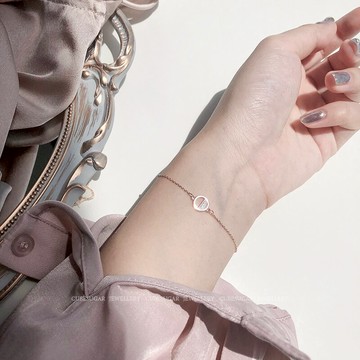 簡約 通體925純銀圓形鏤空鑲鉆手鏈 鋯石百搭氣質時尚韓版個性1入