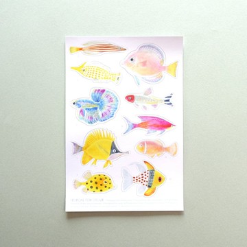 熱帶魚貼紙 | 防水PVC貼紙，適用於計劃表和拼貼畫 | 每張10張