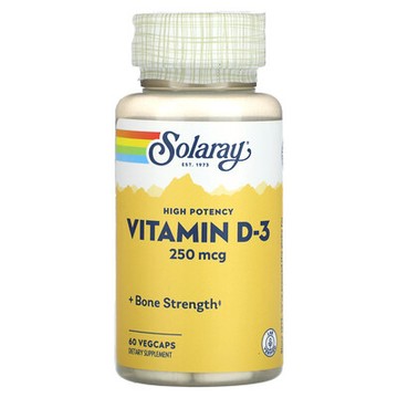 Solaray, 優效維生素 D-3，250 微克，60 粒素食膠囊