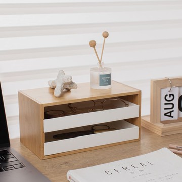 開發票 桌面置物架 收納架 白家簡約桌面收納盒楠竹抽屜式文具整理盒玄關鑰匙雜物置物架