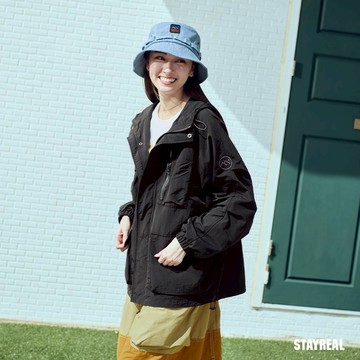 STAYREAL STAY WILD 工裝連帽防曬外套 - 黑
