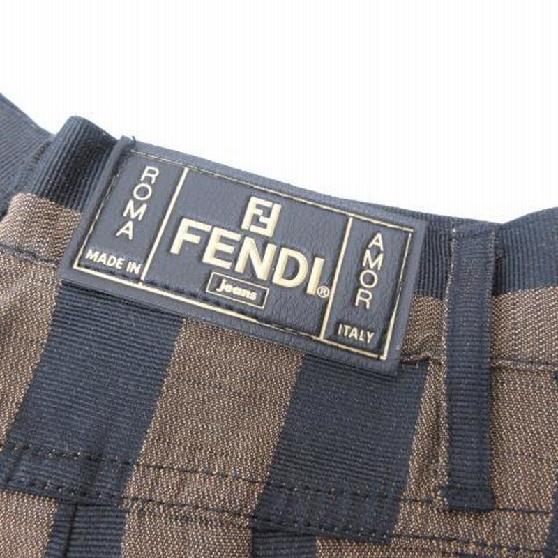 中古 フェンディ FENDI ペカン柄 ショートパンツ 黒 ブラック ブラウン