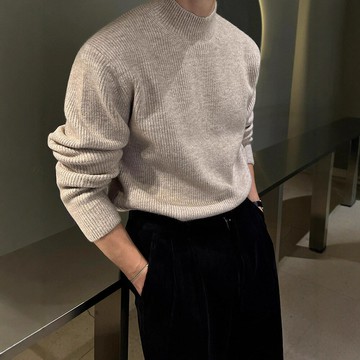 半高領套頭毛衣男士秋冬季新款保暖打底衫韓系潮流簡約休閑針織衫鑫弘-衣錦男裝