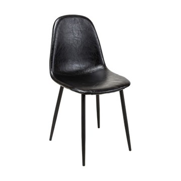 樂嫚妮 2入經典復古皮革椅/餐椅/輕鬆久坐-(4色)皮革黑