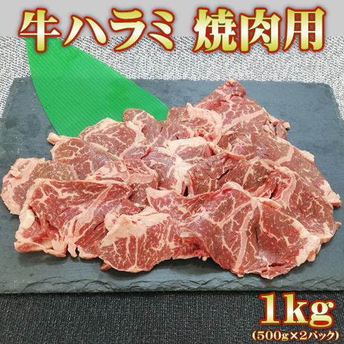 牛ハラミ 焼肉用 1kg (500gx2パック) 味付け無し