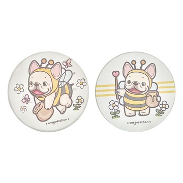 收納王妃 皮古硬式珪藻土杯墊 2入  10 x 10 x 0.9cm  蜜蜂皮古  1組