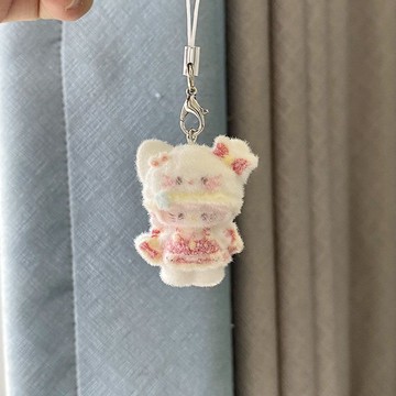 臺灣/🌸掛件 毛絨 鑰匙扣 禮物立體超萌鑰匙扣超小掛件可愛閨蜜情侶掛件植絨小貓咪手機鏈毛絨絨