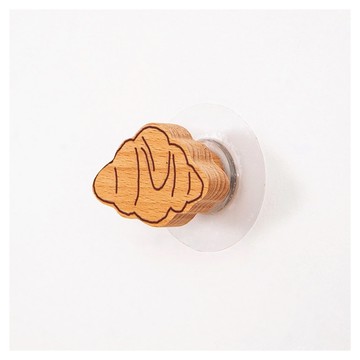 WARM HOUSE DECOR 暖&和家居 木質創意掛勾 原木色免釘掛鉤  可頌 櫸木掛鉤  1個