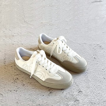 BoingBoing 早安玫瑰 德訓鞋 (寬楦) 帆布鞋 綁帶休閒鞋 - 白(小Q底) 台灣製 現貨