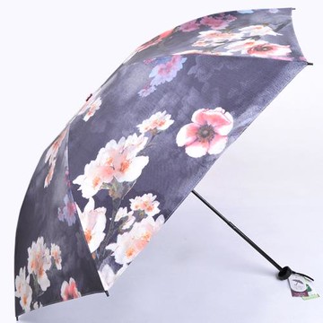 宏達三折疊超輕小清新巧便攜黑膠水墨淑女防曬紫外線遮太陽鉛筆傘