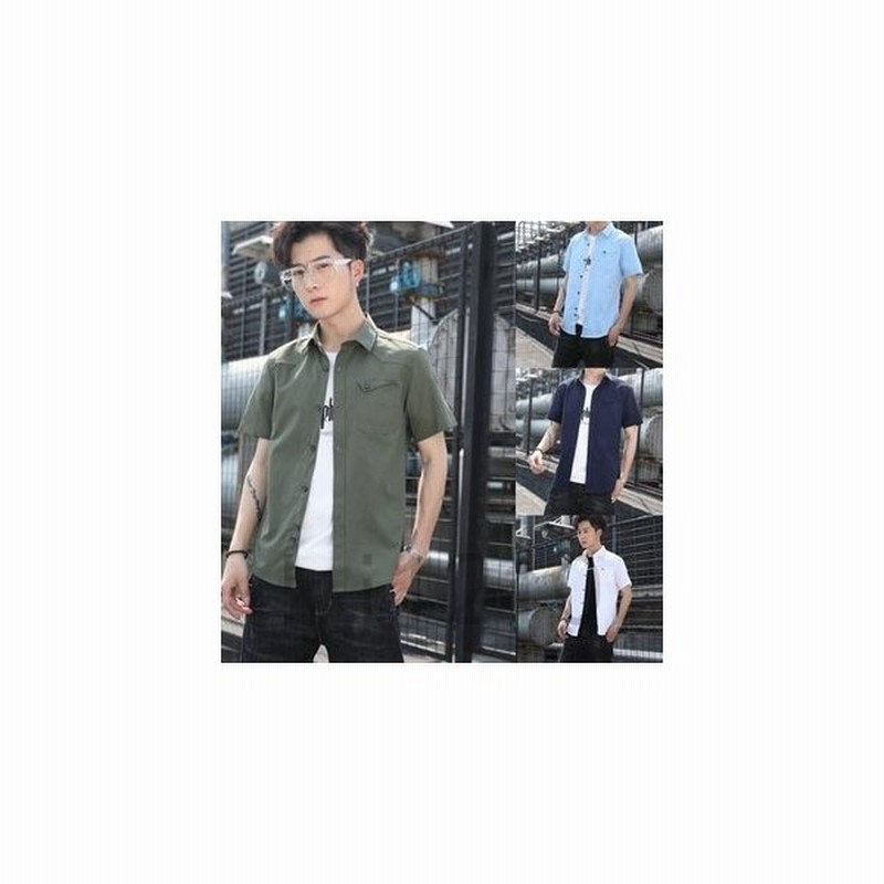 ワイシャツ半袖綿シャツ形態安定メンズスリムyシャツビジネスクールビズミリタリー胸ポケットカッターシャツおしゃれ 通販 Lineポイント最大0 5 Get Lineショッピング