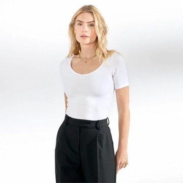 Bread & Boxers Scoop Neck 有機棉女用深U圓領T - 白
