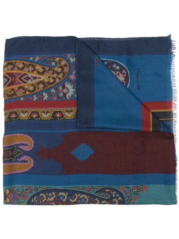 ETRO - paisley-print scarf - men - Modal/Cashmere - One Size - Blue