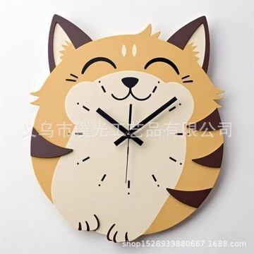 跨境兒童網紅創意貓咪時鐘掛墻卡通可愛北歐時尚個性藝術客廳