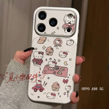 卡通KT皮紋防摔手機殼 適用OPPO A98 A79 A78 A77 A74 A73 A57 A54 A53 A31全包