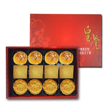 皇覺 臻品系列-精選餅組12入禮盒組(蛋黃酥-烏豆沙+廣式小月餅+土鳳梨酥)