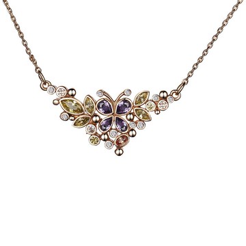 蝶戀花彩鑽項鍊 (共兩色)