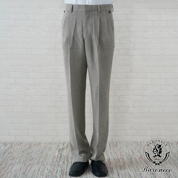 【BARONECE】簡約毛呢感打摺西褲_卡其灰(697119-05)
