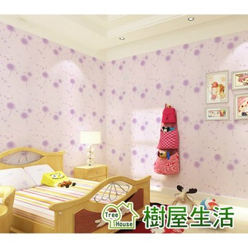 【樹屋生活】防水自黏壁紙 蒲公英壁紙 WTP409 每捲45*1000 粉紫色 蒲公英 壁貼 PVC牆貼 印花壓紋